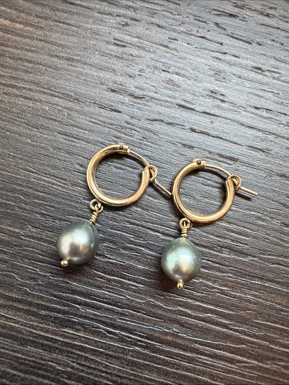 Tahitian Pearl Gold Filled Hoop Earrings